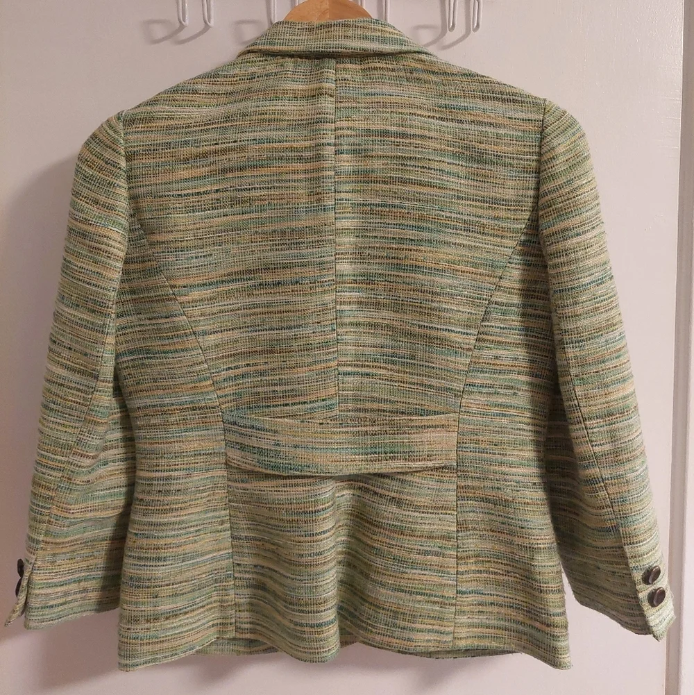 KASPER Women's Cream and Tan Striped Blazer - Picture 3 of 6